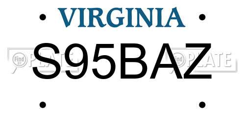 S95BAZ Virginia License Plate