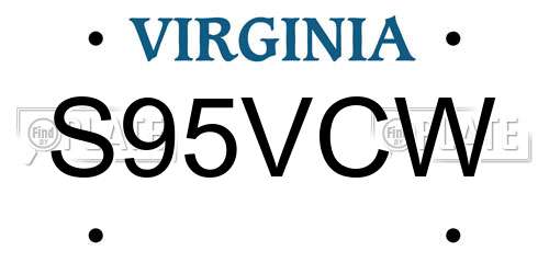 S95VCW Virginia License Plate