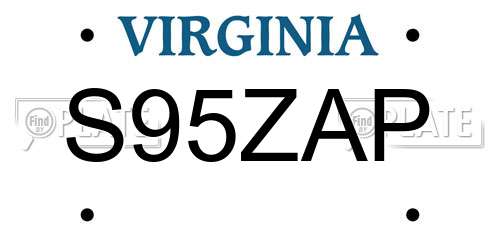S95ZAP Virginia License Plate