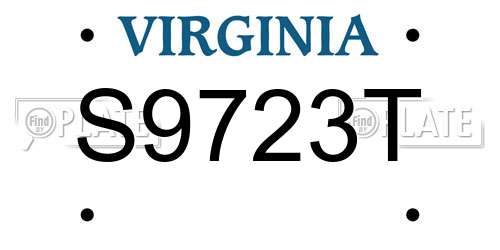 S9723T Virginia License Plate