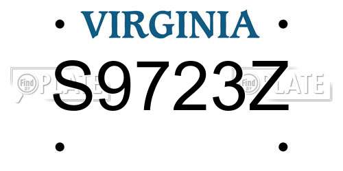 S9723Z Virginia License Plate