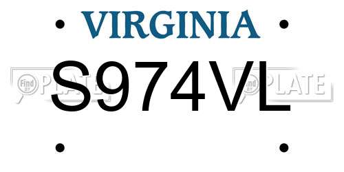 S974VL Virginia License Plate