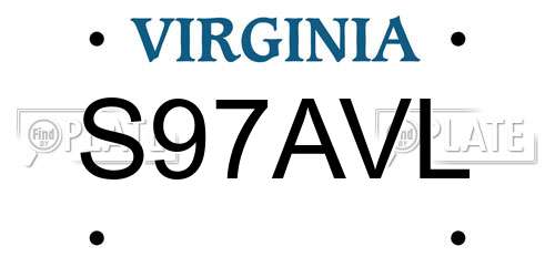 S97AVL Virginia License Plate
