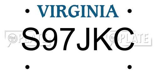 S97JKC Virginia License Plate