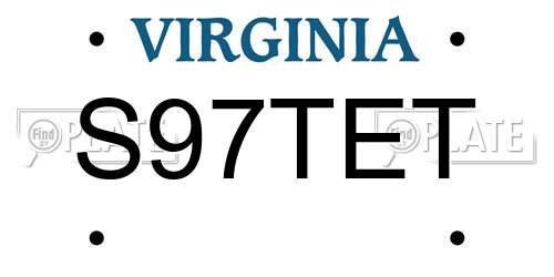 S97TET Virginia License Plate