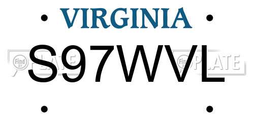 S97WVL Virginia License Plate