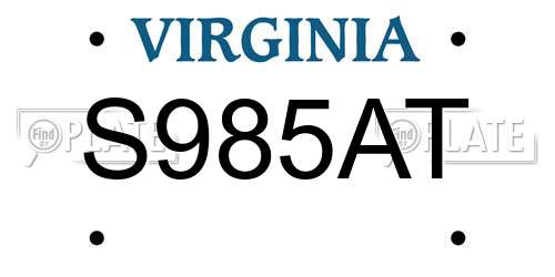 S985AT Virginia License Plate