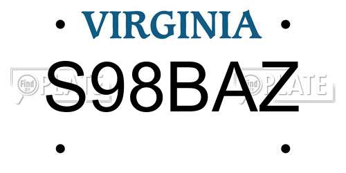 S98BAZ Virginia License Plate