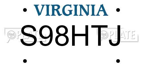 S98HTJ Virginia License Plate