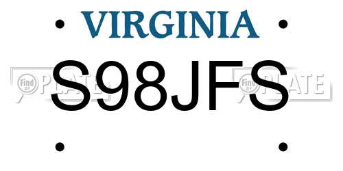 S98JFS Virginia License Plate