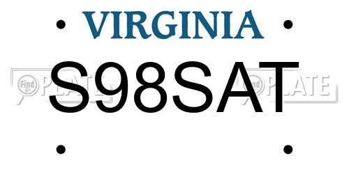 S98SAT Virginia License Plate