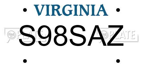 S98SAZ Virginia License Plate
