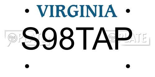 S98TAP Virginia License Plate