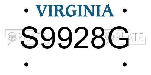S9928G Virginia License Plate