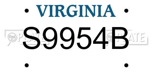S9954B Virginia License Plate