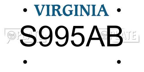 S995AB Virginia License Plate