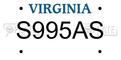 S995AS Virginia License Plate