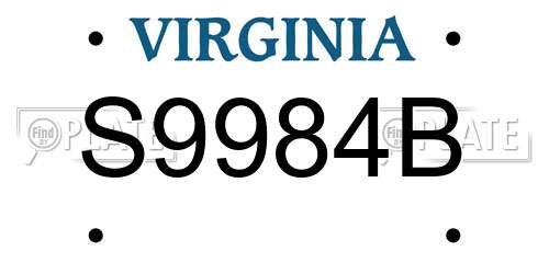 S9984B Virginia License Plate
