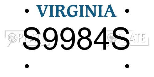 S9984S Virginia License Plate