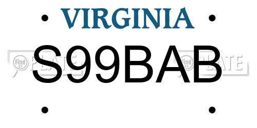 S99BAB Virginia License Plate