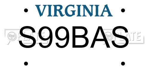 S99BAS Virginia License Plate