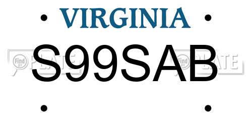 S99SAB Virginia License Plate