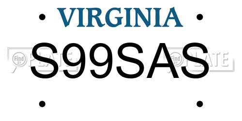 S99SAS Virginia License Plate