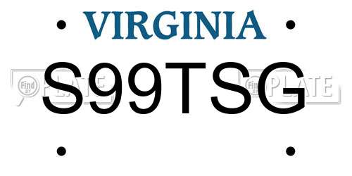 S99TSG Virginia License Plate