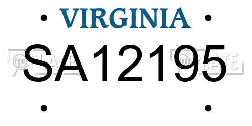 SA12195 Virginia License Plate