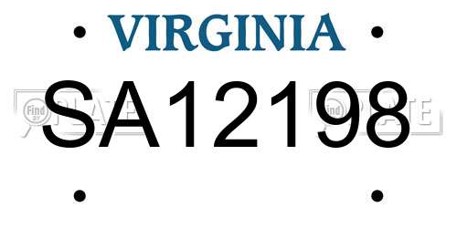 SA12198 Virginia License Plate