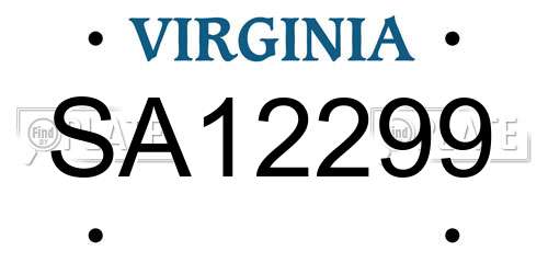 SA12299 Virginia License Plate