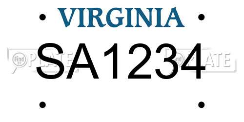 SA1234 Virginia License Plate