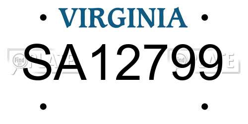 SA12799 Virginia License Plate