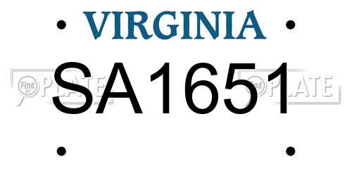 SA1651 Virginia License Plate