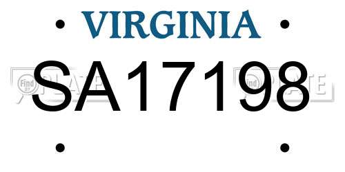 SA17198 Virginia License Plate