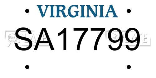SA17799 Virginia License Plate