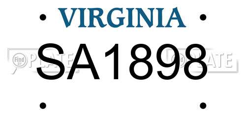 SA1898 Virginia License Plate