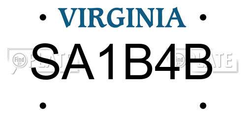 SA1B4B Virginia License Plate