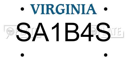 SA1B4S Virginia License Plate