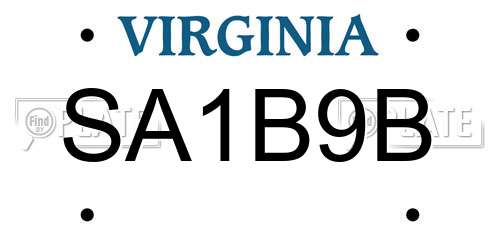 SA1B9B Virginia License Plate