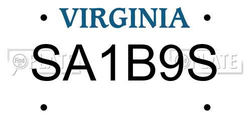 SA1B9S Virginia License Plate