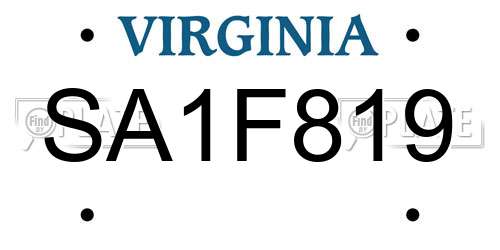 SA1F819 Virginia License Plate