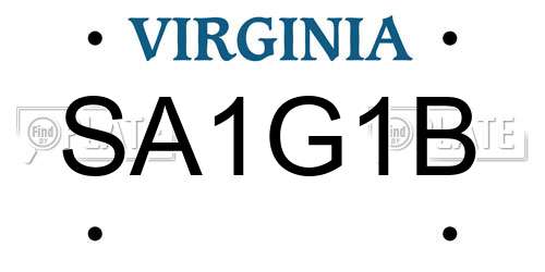 SA1G1B Virginia License Plate