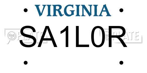 SA1L0R Virginia License Plate