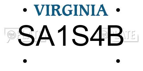SA1S4B Virginia License Plate