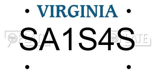 SA1S4S Virginia License Plate