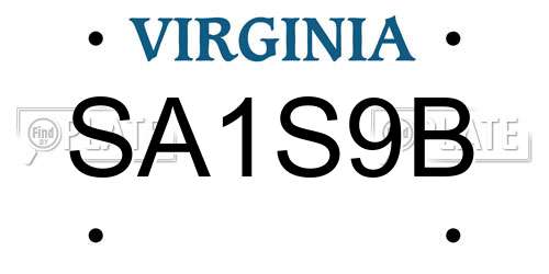 SA1S9B Virginia License Plate