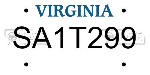 SA1T299 Virginia License Plate