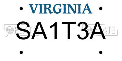 SA1T3A Virginia License Plate