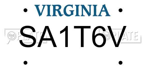 SA1T6V Virginia License Plate